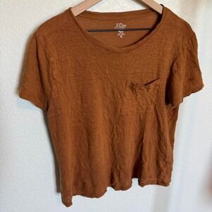 J. Crew Rust Orange Linen Pocket Tee, Medium